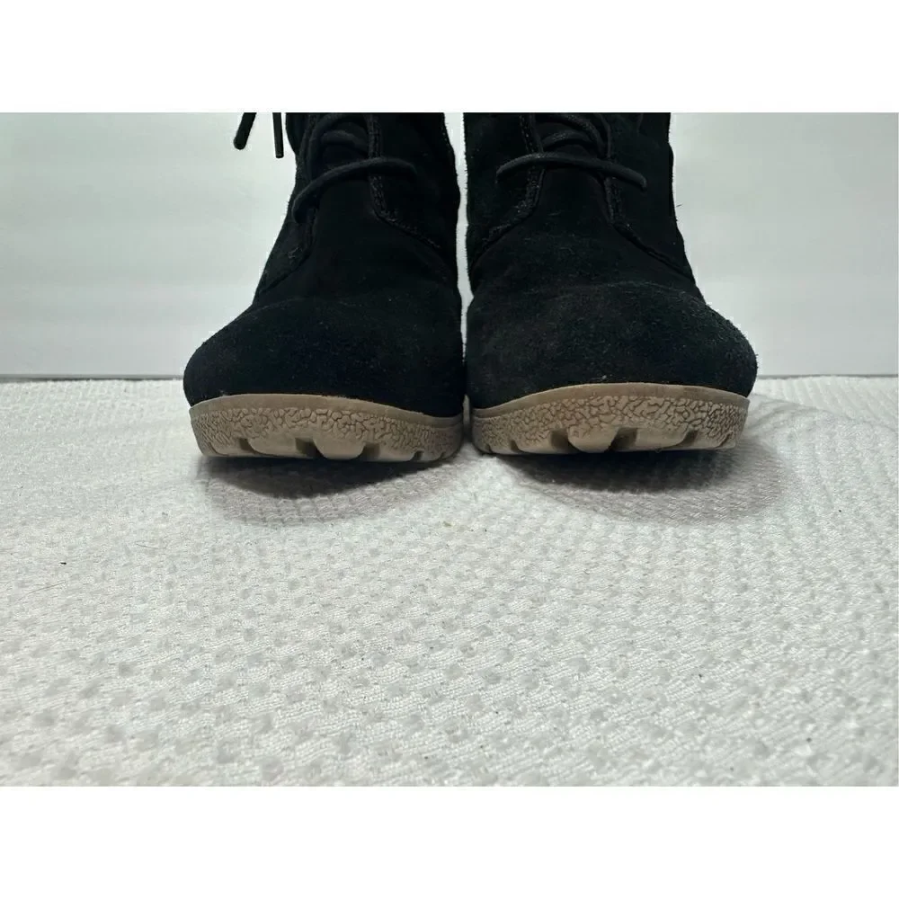 Mia black suede wedge heeled booties size 11